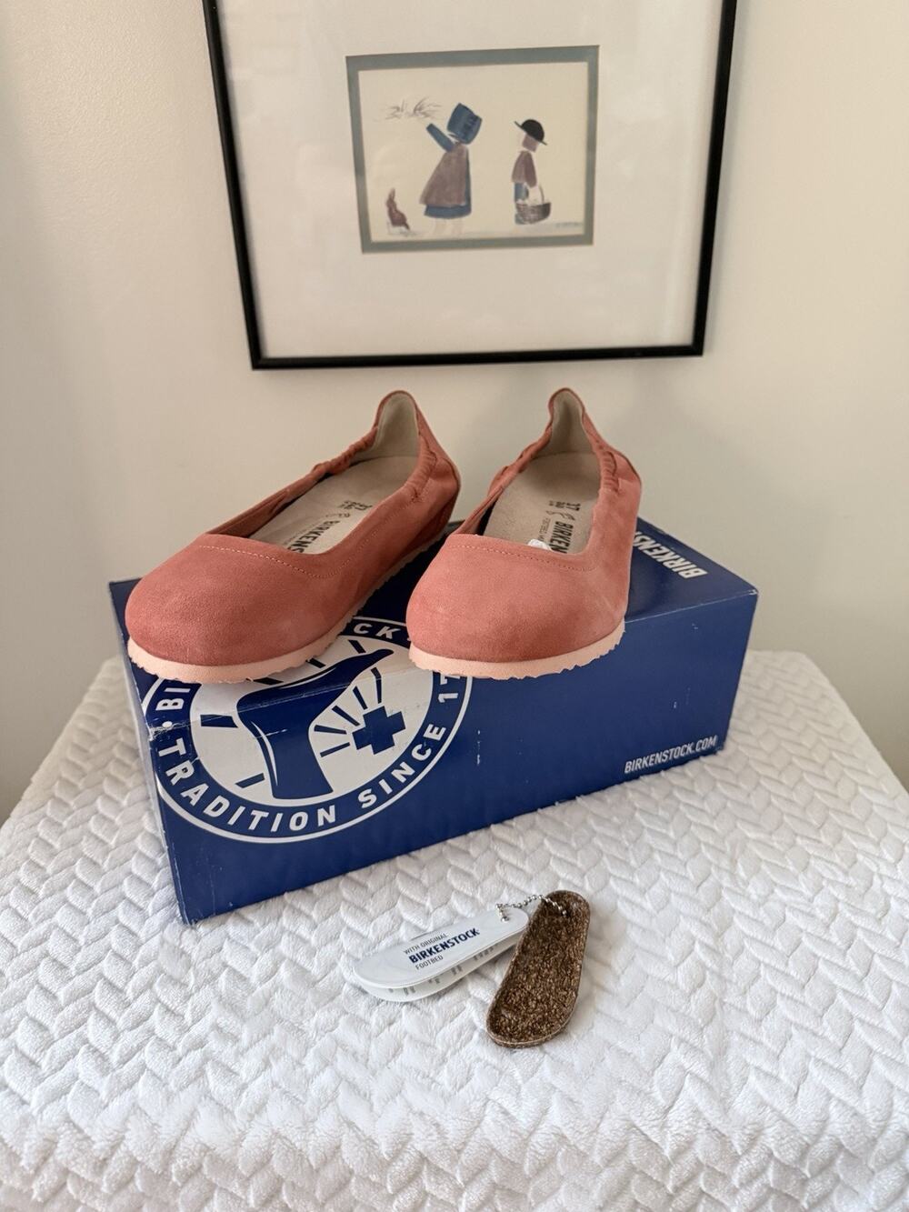 Birkenstock New w/ Box Celina II Coral Suede Leather Regular Width Size 6 EU 37